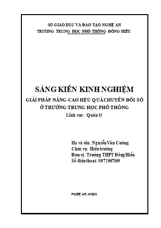 Sáng kiến kinh nghiệm Giải pháp nâng cao hệu quả chuyển đổi số ở trường Trung học Phổ thông