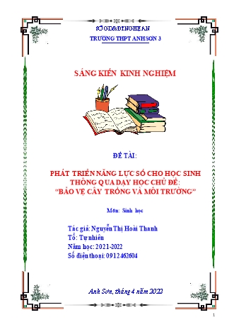 Sáng kiến kinh nghiệm Phát triển năng lực số cho học sinh thông qua dạy học chủ đề “Bảo vệ cây trồng và môi trường”