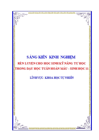 Sáng kiến kinh nghiệm Rèn luyện cho học sinh kỹ năng tự học trong dạy học tuần hoàn máu - Sinh học 11