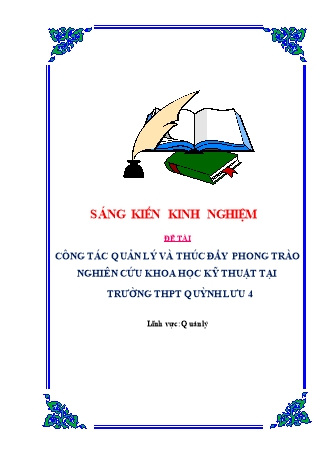 SKKN Công tác quản lý và thúc đẩy phong trào nghiên cứu khoa học kỹ thuật tại trường THPT Quỳnh Lưu 4