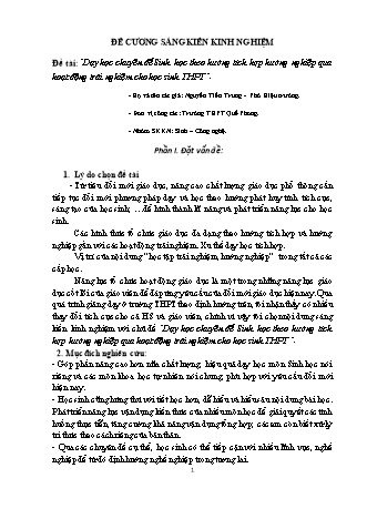 SKKN Dạy học chuyên đề Sinh học theo hướng tích hợp hướng nghiệp qua hoạt động trải nghiệm cho học sinh THPT