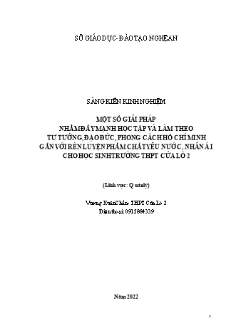 SKKN Một số giải pháp nhằm đẩy mạnh học tập và làm theo tư tưởng, đạo đức, phong cách Hồ Chí Minh gắn với rèn luyện phẩm chất yêu nước, nhân ái cho học sinh trường THPT Cửa Lò 2