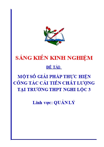 SKKN Một số giải pháp thực hiện công tác cải tiến chất lượng tại trường THPT Nghi Lộc 3