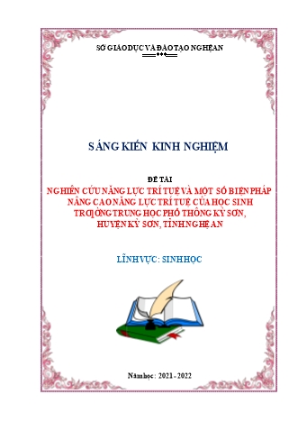 SKKN Nghiên cứu năng lực trí tuệ và một số biện pháp nâng cao năng lực trí tuệ của học sinh trường Trung học Phổ thông Kỳ Sơn, huyện Kỳ Sơn, tỉnh Nghệ An