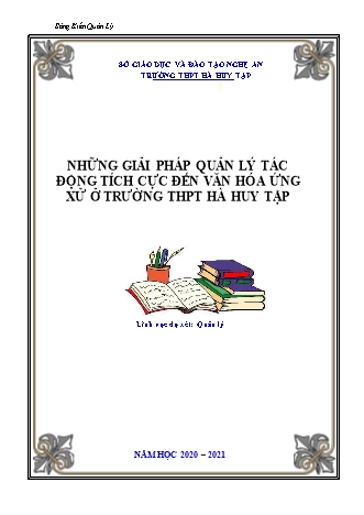 SKKN Những giải pháp quản lý tác động tích cực đến văn hóa ứng xử ở trường THPT Hà Huy Tập