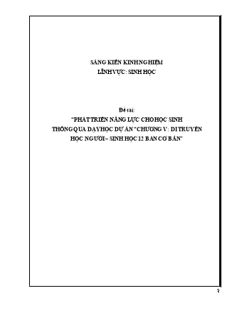 SKKN Phát triển năng lực cho học sinh thông qua dạy học dự án “Chương V: Di truyền học người – Sinh học 12 ban cơ bản”