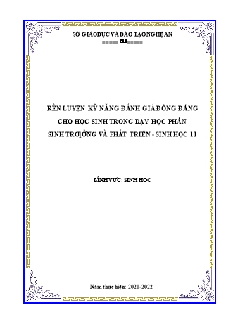 SKKN Rèn luyện kỹ năng đánh giá đồng đẳng cho học sinh trong dạy học phần sinh trưởng và phát triển - Sinh học 11