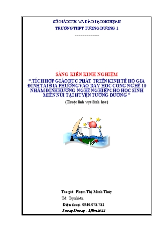 SKKN Tích hợp giáo dục phát triển kinh tế hộ gia đình tại địa phương vào dạy học Công nghệ 10 nhằm định hướng nghề nghiệp cho học sinh miền núi tại huyện Tương Dương