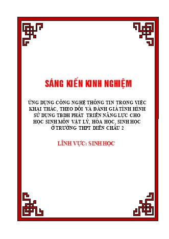 SKKN Ứng dụng công nghệ thông tin trong việc khai thác, theo dõi và đánh giá tình hình sử dụng tbdh phát triển năng lực cho học sinh môn Vật lý, Hóa học, Sinh học ở trường THPT Diễn Châu 2